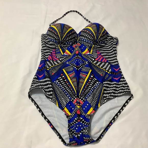 Boho blue one piece swimsuit size L (0037) - Picture 9 of 13